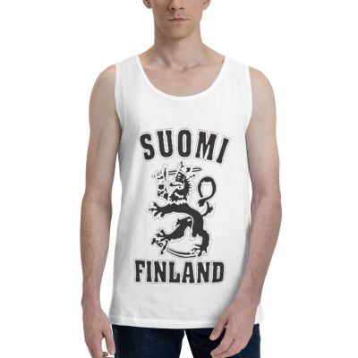 AIVYNA Finland Mens Tank Top Shirt Sleeveless Vest Tee X-Large White
