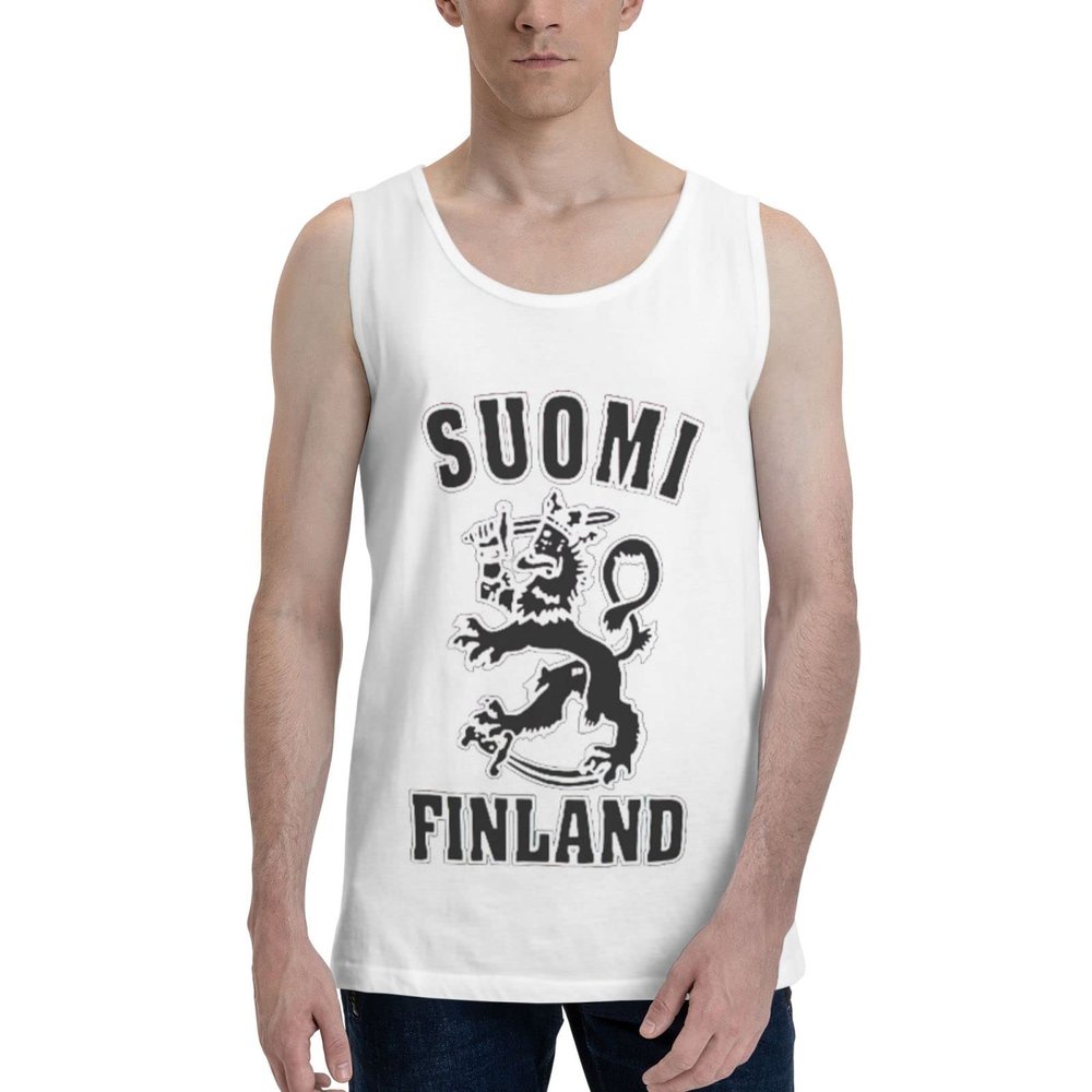 AIVYNA Finland Mens Tank Top Shirt Sleeveless Vest Tee X-Large White