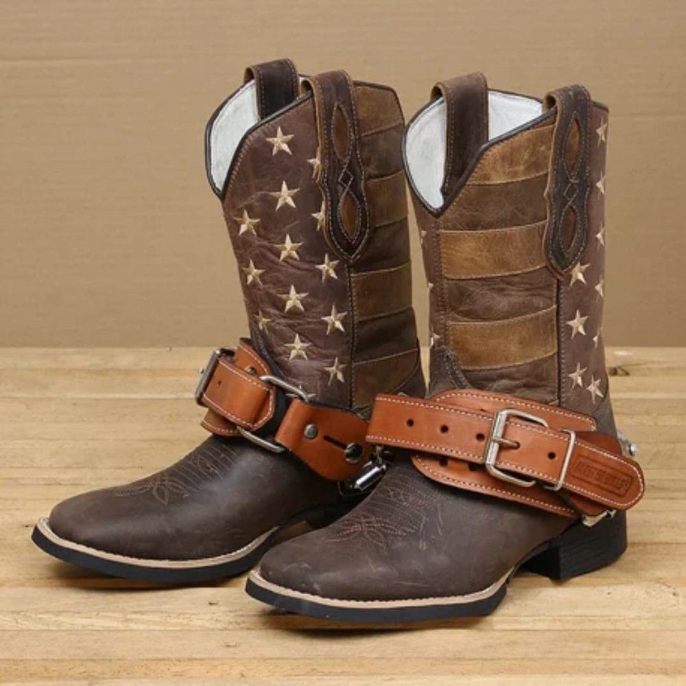 Adult Bull Riding Leather Spur Straps 1 1/4" x 11" - Master Bulls Brazilian Made