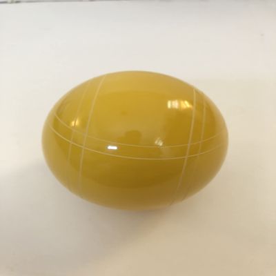 BuyBocceBalls Listing - Made in USA, Premium Quality Tournament - Replacement Bocce Ball with Close Curvey Stripes - Single Yellow 110mm