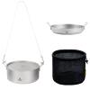SILVERANT Ultralight Titanium Large 2-Piece Pot & Pan Camping Cookware Set, Lightweight Titanium Camping Pot Mug with Hanger/Retractable Handles and Mesh Drawstring Bag view 1
