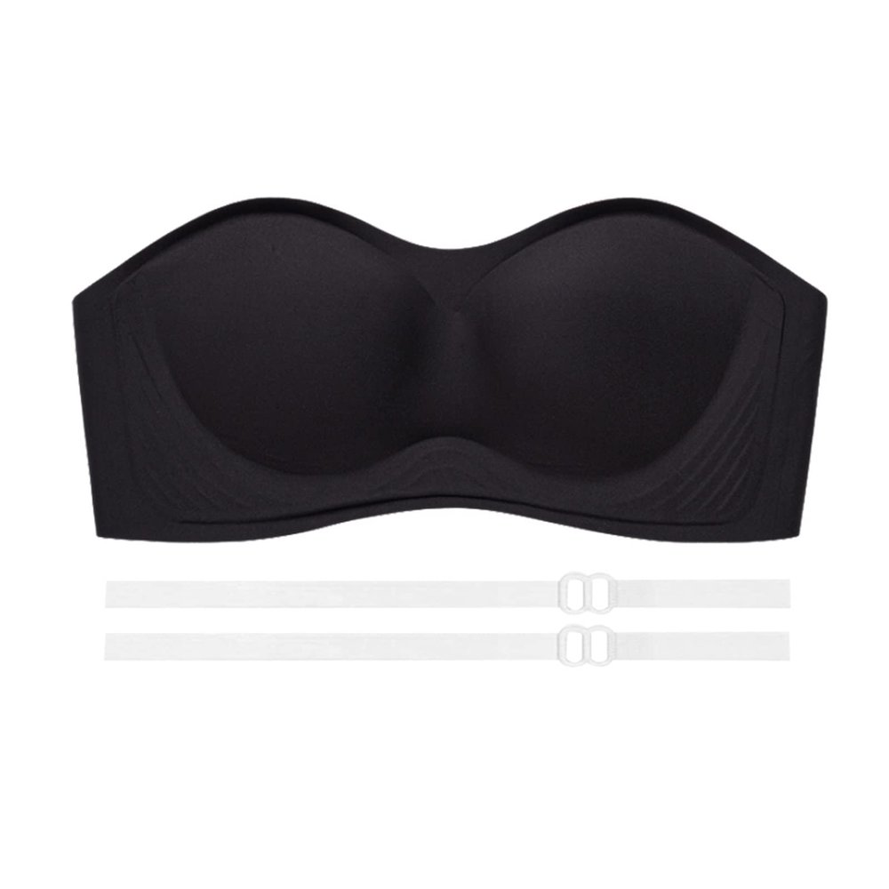 Bandeau Bra Tube Top Strapless Brassiere Seamless Bralette Women Wedding Bras Push Up Invisible Underwear Wireless Lingerie (Bands Size : Medium, Color : Black)