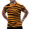 BAIKUTOUAN Tiger Orange Stripes Men's Polo-Shirts Short Sleeve Golf Tees Outdoor Sport Tennis Tops L view 1