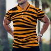BAIKUTOUAN Tiger Orange Stripes Men's Polo-Shirts Short Sleeve Golf Tees Outdoor Sport Tennis Tops L view 2