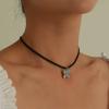 Allereyae Vintage Butterfly Choker Necklace Black Velvet Choker Necklace Short Black Suede Necklace Boho Necklace Chain for Women view 2