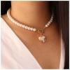 Allereyae Vintage Pearl Choker Necklace Gold Circle T Bar Necklace Bohemia Heart Necklace Love Heart Pendant Necklace Chain Jewelry for Women (Heart locket) view 2