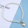 Allereyae Vintage Pearl Choker Necklace Gold Circle T Bar Necklace Bohemia Heart Necklace Love Heart Pendant Necklace Chain Jewelry for Women (Heart locket) view 3