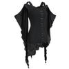 Goth Criss Cross Shirt Lace Butterfly Sleeve Blouses Gothic Clothes for Women Halloween Steampunk Tops with Corset Black view 3