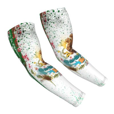 AYUNIX Arm Sleeves for Men Women Mexican Flag UV Sun Protection Cooling Arm Sleeves Arm Cover Sleeves for Outdoor Protective Sports Running Golf Cycling Driving Fishing
