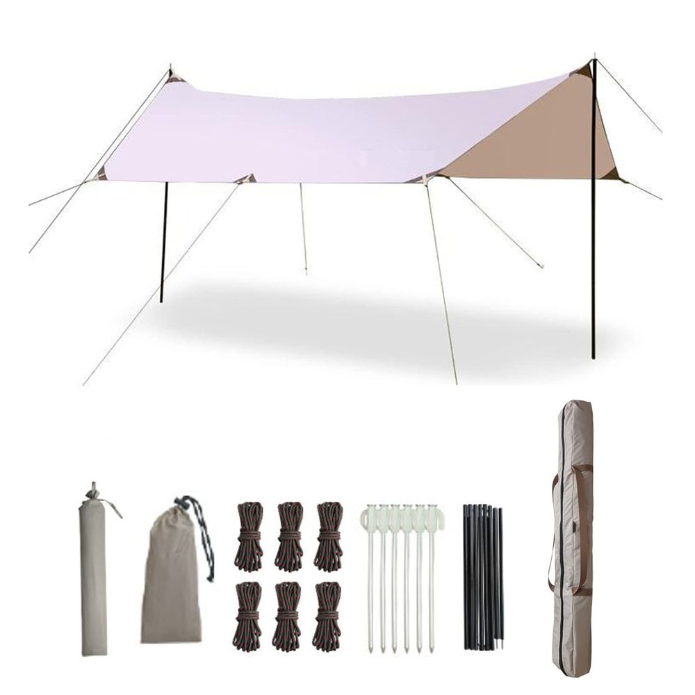 XIANGBINXUAN Tent Tarp for Tent Camping Lightweight Waterproof Camping Shelter, UV Protection Portable Lightweight Waterproof Windproof Snowproof for Hiking and Outdoor Adventure (4.4x3m Hex)