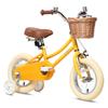 Petimini 12 Inch Kids Bike for Age 2 3 4 Years Old Little Girls Toddlers Retro Vintage Style Bicycles with Basket Training Wheels and Bell, Yellow view 1
