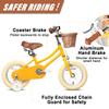 Petimini 12 Inch Kids Bike for Age 2 3 4 Years Old Little Girls Toddlers Retro Vintage Style Bicycles with Basket Training Wheels and Bell, Yellow view 2