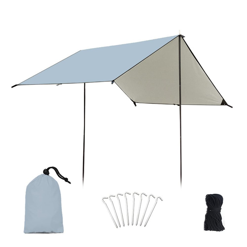 XIANGBINXUAN Camping Tent Tarp Rain Tarp Hammock Shelter, Premium UV Protection Sun Shelter Windproof Waterproof Lightweight Compact Durable Ripstop Gazebo Picnic Mat (Gray(rodless) Medium)