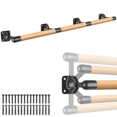 Dolibest Space Saver, 10 ft Ballet Barre, Wall Mounted Traditional Wood Ballet Barre System Stretch/Dance for Home Barre Workout Equipment, Height Adjustable for Kids and Adults