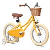 Petimini 16 Inch Little Kids Bike for Age 4 5 6 7 Years Old Girls Retro Vintage Style Bicycles with Basket Training Wheels and Bell, Yellow view 1