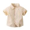 JEATHA Baby and Toddler Boys Striped Short Sleeve Button Down Shirt for Summer Casual Daily Wear Yellow 9-12 Months view 1