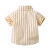 JEATHA Baby and Toddler Boys Striped Short Sleeve Button Down Shirt for Summer Casual Daily Wear Yellow 9-12 Months view 2