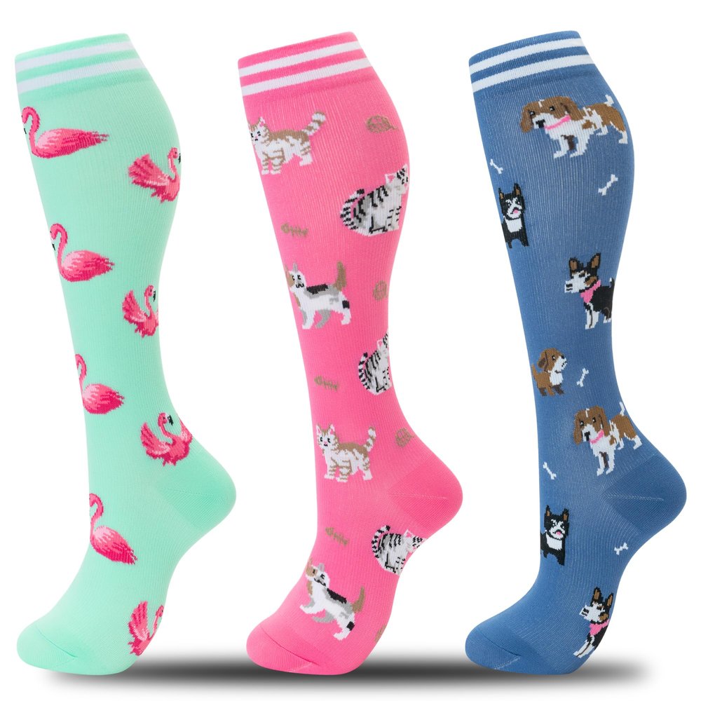 fenglaoda Compression Socks for Women Men 3 Pairs Graduated Compression Support Circulation Socks for Nurses