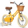 Petimini 14 Inch Little Kids Bike for Age 3 4 5 Years Old Girls Retro Vintage Style Bicycles with Basket Training Wheels and Bell, Yellow view 1
