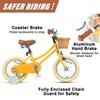 Petimini 14 Inch Little Kids Bike for Age 3 4 5 Years Old Girls Retro Vintage Style Bicycles with Basket Training Wheels and Bell, Yellow view 2