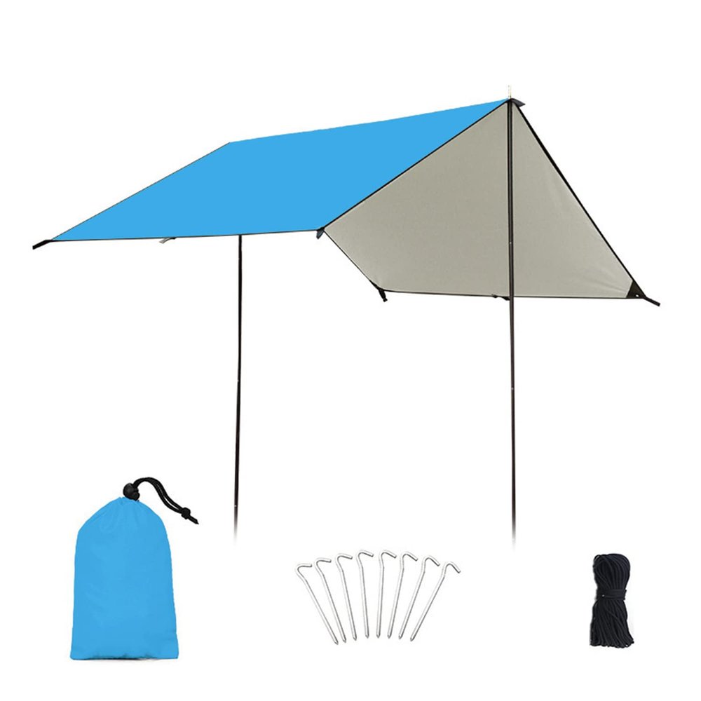 XIANGBINXUAN Tent Tarp for Tent Camping Lightweight Waterproof Camping Shelter, Windproof UV Protection Lightweight Durable 210D Sun Canopy Ground Sheet for Beach Picnic (Sky Blue(rodless) Small)