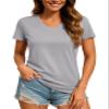 TACVASEN Women's V-Neck Performance Athletic Tee Moisture Wicking Dry Fit Lightweight Running Active Tops Light Gray M view 1