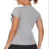 TACVASEN Women's V-Neck Performance Athletic Tee Moisture Wicking Dry Fit Lightweight Running Active Tops Light Gray M view 2