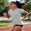 TACVASEN Women's V-Neck Performance Athletic Tee Moisture Wicking Dry Fit Lightweight Running Active Tops Light Gray M view 3