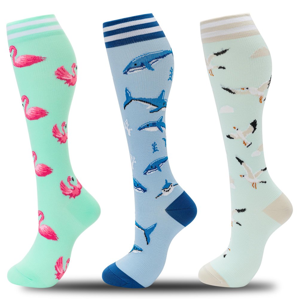 fenglaoda Compression Socks for Women Men 3 Pairs Graduated Compression Support Circulation Socks for Nurses