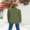 Poploli Girls Cardigan Knit Open Front Long Sleeve Sweaters Fall Casual Outwear with Pockets for 5-14 T Kids Army Green view 2