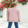 Poploli Girls Cardigan Knit Open Front Long Sleeve Sweaters Fall Casual Outwear with Pockets for 5-14 T Kids Pink view 3