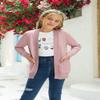 Poploli Girls Cardigan Knit Open Front Long Sleeve Sweaters Fall Casual Outwear with Pockets for 5-14 T Kids Pink view 4