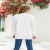 Poploli Girls Cardigan Knit Open Front Long Sleeve Sweaters Fall Casual Outwear with Pockets for 5-14 T Kids White view 2