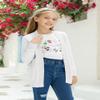 Poploli Girls Cardigan Knit Open Front Long Sleeve Sweaters Fall Casual Outwear with Pockets for 5-14 T Kids White view 4