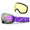 VOLOCOVER Magnetic adsorption lens anti fog Ski goggles Two lenses can be replaced Anti-fog UV Protection Ultra HD Comfy (Purple) view 1