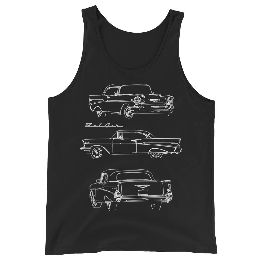 1957 Chevy Bel Air Antique Classic Collector Car Unisex Tank Top Black