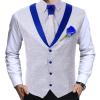 Groom Wedding Suit Vest Men Formal Plus Size White Royal Blue Rim Slim Fit Tuxedo Waistcoat for Groomsmen Prom (Size : XX-Large) view 1
