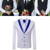 Groom Wedding Suit Vest Men Formal Plus Size White Royal Blue Rim Slim Fit Tuxedo Waistcoat for Groomsmen Prom (Size : XX-Large) view 2