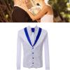 Groom Wedding Suit Vest Men Formal Plus Size White Royal Blue Rim Slim Fit Tuxedo Waistcoat for Groomsmen Prom (Size : XX-Large) view 3