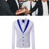Groom Wedding Suit Vest Men Formal Plus Size White Royal Blue Rim Slim Fit Tuxedo Waistcoat for Groomsmen Prom (Size : XX-Large) view 4