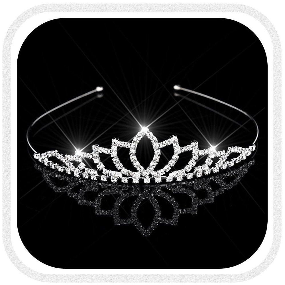 Kilshye Silver Tiaras and Crowns Rhinestone Wedding Tiara Birthday Prom Crown Hair Accessories for Women (B)
