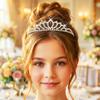 Kilshye Silver Tiaras and Crowns Rhinestone Wedding Tiara Birthday Prom Crown Hair Accessories for Women (B) view 2