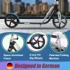 HUDORA Adjustable Height Folding Scooter for Kids, Blue, 8 Inch Big Wheels view 3