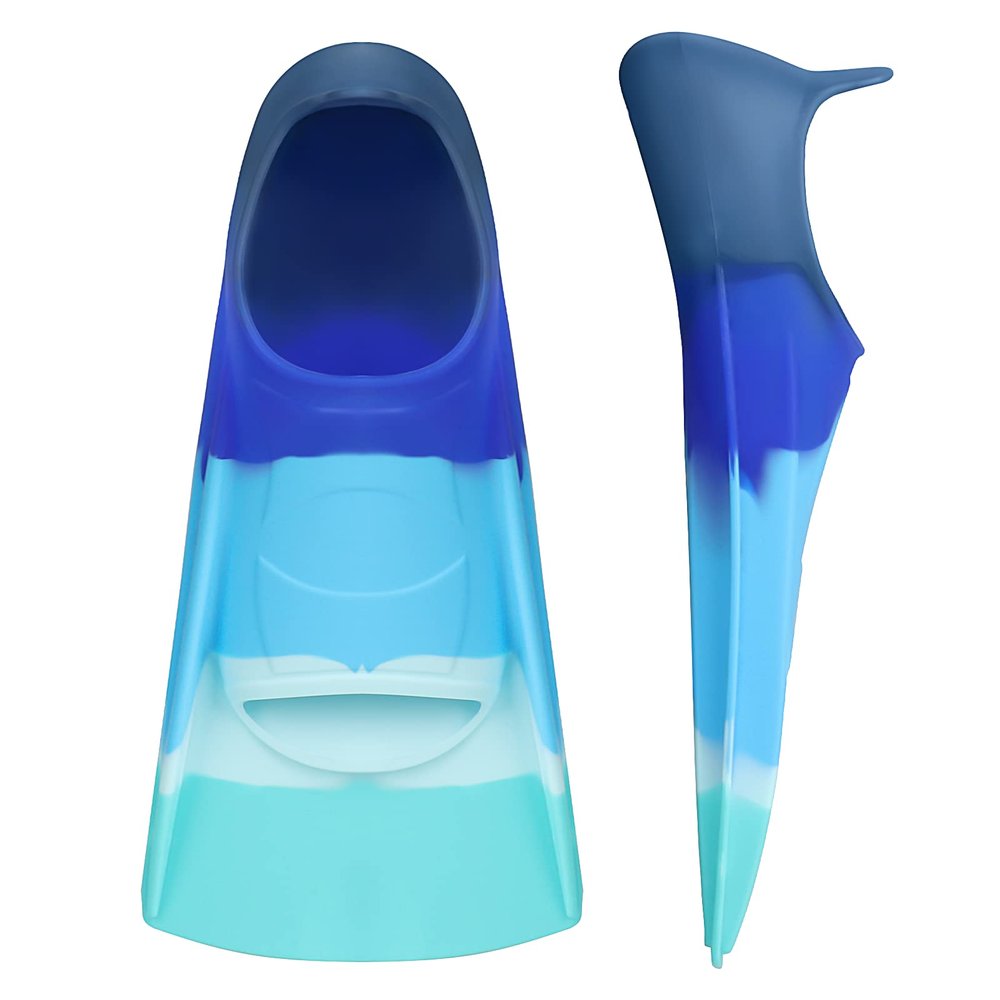 Gintenco Swim Fins, Kids Swim Training Fins for Lap Swimming, Travel Size Flippers with Mesh Bag, Silicone Swimming Fins for Kids Teens Adults Women Men