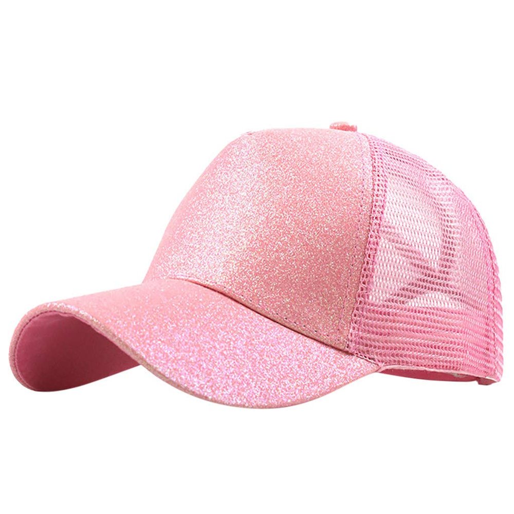 Buns Visor Glitter Plain Unisex Messy Trucker Ponytail Cap Baseball Hat Baseball Caps Stole My Hat (Pink, One Size)