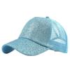 Buns Visor Glitter Plain Unisex Messy Trucker Ponytail Cap Baseball Hat Baseball Caps Stole My (Light Blue, One Size) view 1