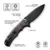 CIVIVI Folding Pocket Knife- Praxis Flipper Liner Lock Knife, 3.75" Black Stonewashed Blade, Reversible Clip for EDC Outdoor Use C803J view 2