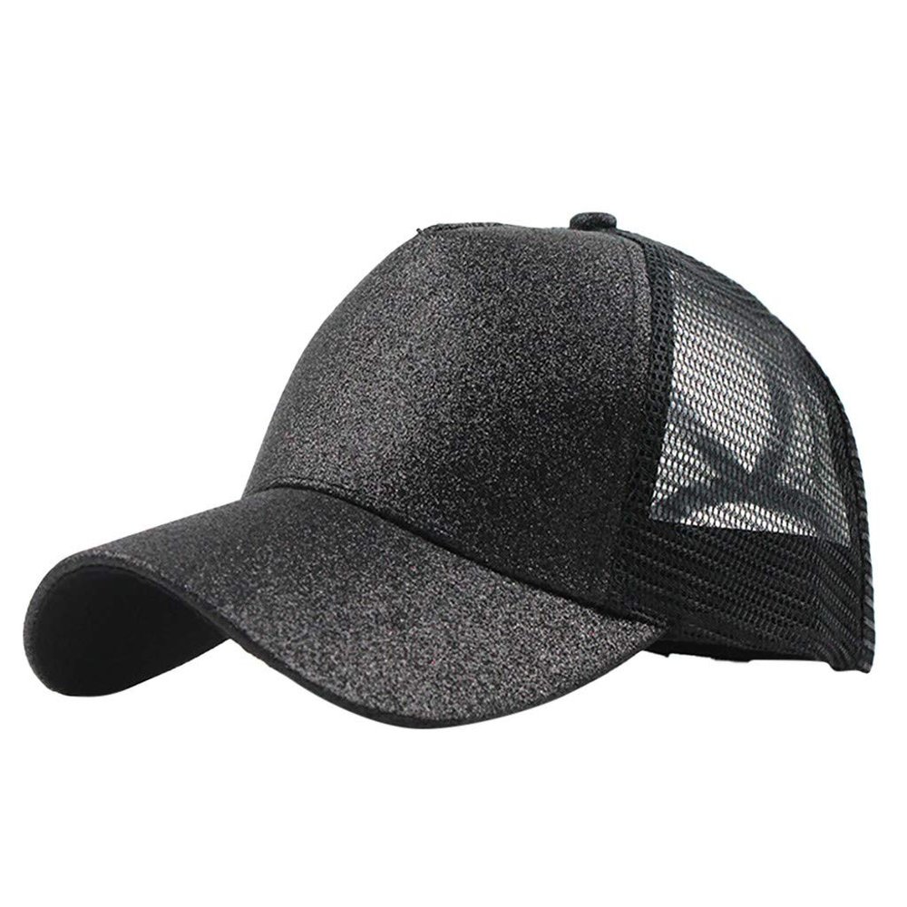 Buns Visor Glitter Plain Unisex Messy Trucker Ponytail Cap Baseball Hat Baseball Caps Stole My Hat (Black, One Size)