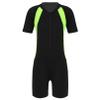 JEATHA Kids Girls Boys Rash Guard Short Sleeve Zipper Front One Piece Swimsuit Color Block Swimwear Black Yellow 1 16 view 1