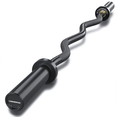E.T.ENERGIC 47" Olympic EZ Curl Bar Black 500-lbs Capacity Steel Barbell Suitable for 2" Barbell Plates
